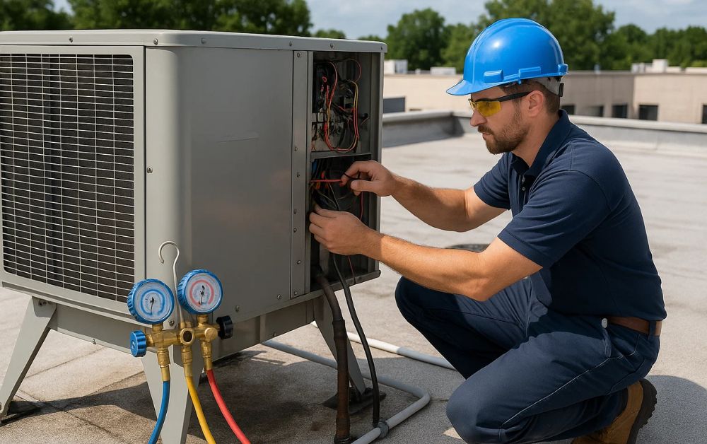 How do modern AC repairs address frequent issues like rapid cycling and uneven cooling in larger buildings